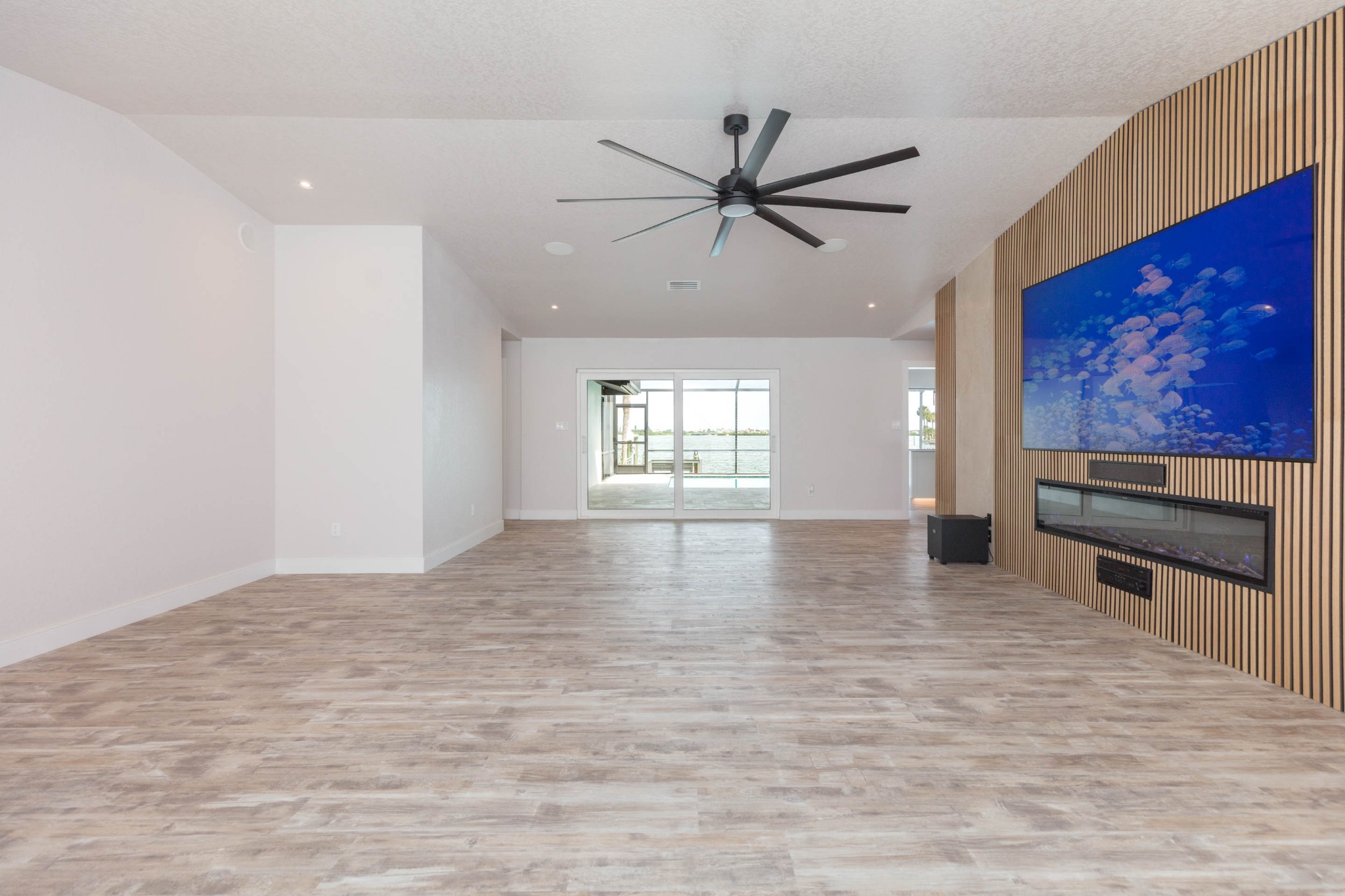 Great room with custom media wall